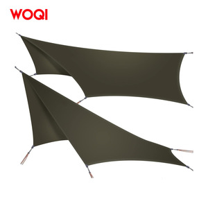 Lona hexagonal para acampar Woqi de 365x295 cm, verde oliva, de nailon, impermeable y ligera, para senderismo y excursionismo al aire libre. - Product Image 4