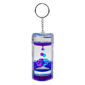 Nổi với đôi trái tim hẹn giờ và chất lỏng rõ ràng với glitters màu đỏ bên trong bộ đếm thời gian hình dạng Keychain keyrings - Product Image 3