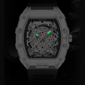 Montre étanche mode simple haut sens pour femmes montre à quartz rectangulaire transparente montre intelligente pour hommes - Product Image 6