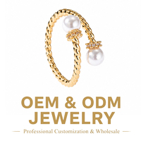 Élégante bague torsadée plaquée or avec embouts perlés, collier pavé de pierres CZ, perles blanches rondes, bijoux de mode pour femme, cadeau