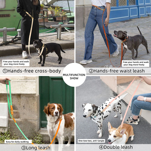 Guinzagli per cani a mani libere per cani da corsa e da passeggio all'aperto multifunzione Pet PVC corda a tracolla guinzaglio in vita tirare cani doppi - Product Image 5