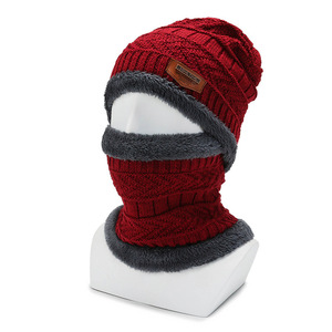 Men's Fleece-Lined Thick Knitted Ski Hat Windproof Warm <b>Winter</b> <b>Cap</b> Adult Black Dark Gray Wine Red - Product Image 2