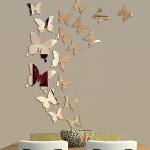 Hot Selling 12Pcs/<b>set</b> Stereo <b>Mirror</b> 3D Butterfly <b>Wall</b> Sticker Bedroom Living Room Home Decoration - Product Image 2