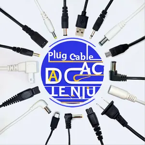 AC güç DC fiş/soket/jack/adaptör/konektör üretici doğrudan satış, özel kablo 5.5 2.5 2.1 3.5mm erkek/kadın