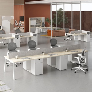 Modern Open White Modular 2 ~ 6 People Workstation Office <b>Desk</b> Furniture Design Workstation <b>Desk</b> <b>Table</b> for Staff - Product Image 3
