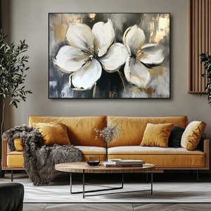 Radiance of Twin Blooms, Arte Mural Tridimensional con Textura de Flor de Platino de Doble Pétalo para Decoración Moderna del Hogar - Product Image 2