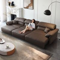 Modernes Luxus-Ledersofa-Set mit Modularem Design und Liegefunktion in L-Form für Büro, Apartment & Einkaufszentrum aus Echtem Leder