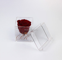 Mini carré rond un niveau boîte-cadeau Roses pour amoureux amis parents maman papa mignon belle acrylique plexiglas fleurs boîte 2022
