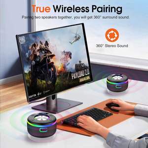 IP67 Waterproof Suction Cup Shower Wireless <b>Speaker</b> Digital Time & Battery Display Surround RGB Ring Light BT5.5 <b>Mini</b> Subwoofer - Product Image 2
