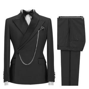 <span class=keywords><strong>Traje</strong></span> informal de negocios negro de comercio exterior americano europeo novio padrino de dos piezas de un solo pecho de talla grande para hombres transfronterizos - Product Image 1