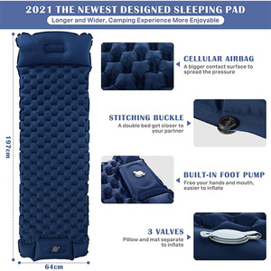 Factory Supply Camping Sleeping Pad Ultralight Camping Mat with Pillow Built-in Foot Pump Inflatable Sleeping Pads - Product Image 4