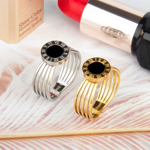 À la mode 18K Or Bague En Acier Inoxydable Hommes Femmes À La Mode Bijoux Cadeau Accessoire Évider Foulard En Soie Chiffre Romain <span class=keywords><strong>Boucle</strong></span> - Product Image 2