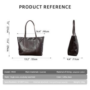 2026 New Luxury Design Genuine Leather Tote Bag Women Vintage Vegetable Tanned Large Capacity Fashion <strong>Handbag</strong> - Product Image 3