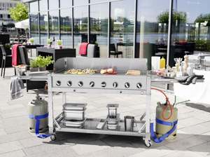 <span class=keywords><strong>Barbecue</strong></span> <span class=keywords><strong>Plancha</strong></span> Professionnel Commercial Moderne en Acier Inoxydable 8 Brûleurs à <span class=keywords><strong>Gaz</strong></span> Propane avec Chariot Pliable et Allumage Automatique - Product Image 2