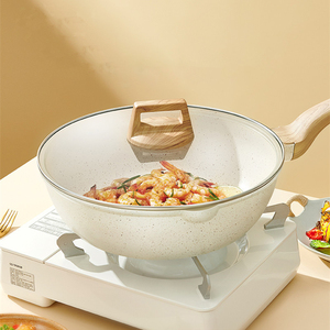 Sartenes de Chef saludables no tóxicas sin PFAS, sartén <span class=keywords><strong>Wok</strong></span> compatible con inducción con mango resistente al calor, sartén de cerámica antiadherente - Product Image 5