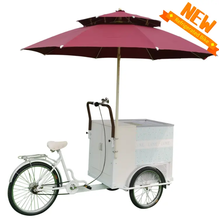 Comercial ice cream freezer cooler carrinho triciclo bicicleta carrinho vendendo sucos e sorvetes carrinho de comida móvel com rodas