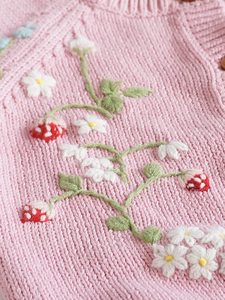 Personnalisé tricoté à la main fleur enfants filles vêtements d'extérieur manteau à la main broderie florale tricots enfant en bas âge vêtements d'hiver bébé <span class=keywords><strong>Cardigan</strong></span> pull - Product Image 5