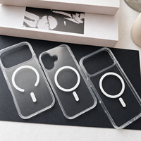 Coques de téléphone en gros, coque magnétique transparente 2,0 mm, panneau arrière anti-jaunissement, antichoc, logo personnalisé, coque pour iPhone 18 17 16 Pro Max