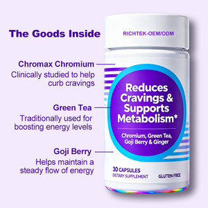 Metabolisme & suplemen dukungan energi, 1000 Mcg kromium, teh hijau, <span class=keywords><strong>Goji</strong></span> <span class=keywords><strong>Berry</strong></span>, jahe-30 kapsul - Product Image 3