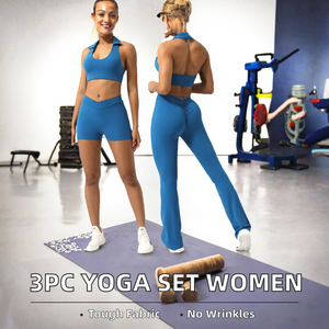 Meilleur ensemble de leggings de yoga 3 pièces pour femmes, motif uni, vêtements de sport, shorts et leggings, vêtements de fitness pour femmes - Product Image 2