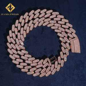 Custom 15mm <b>Iced</b> <b>Out</b> Micro Pave Moissanite Cuban Link <b>Chain</b> Rose Gold Plated 925 Sterling Silver Hip Hop Jewelry For Men - Product Image 5