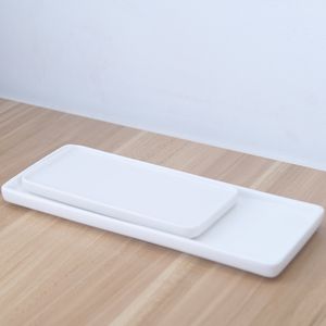 Plateau à bijoux rectangulaire en céramique blanche moderne, gobelet à gargarisme, rangement de salle de bain, toilettes, pour plateau à gâteau et plateau à sushi - Product Image 3