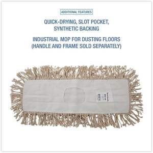 Boardwalk BWK1318 18 pouces. X 5 In. Tête de balai serpillère industrielle en coton Hygrade blanc 18 po. X 5 In. Balai à poussière en coton Hygrade industriel - Product Image 6