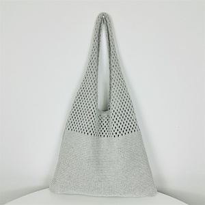 Sac fourre-tout tendance en maille crochetée pour la plage, sac fourre-tout esthétique en tricot pour la plage, sacs à main pour femmes - Product Image 1