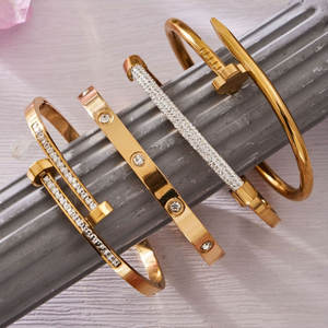 Bracelet et jonc en acier inoxydable 316L anti-ternissement et résistant à l'eau, plaqué or 14K 18K, bracelets de créateur pour femmes - Product Image 2