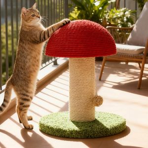 Papan garuk kucing jamur, tempat cakar kucing lucu akrilik tali akrilik dasar kuat kucing vertikal - Product Image 6