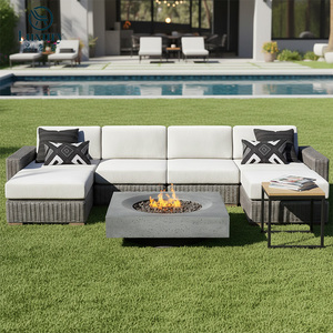 Set Divano <span class=keywords><strong>da</strong></span> Esterno in Rattan PE per Villa, Fattoria, Sala <span class=keywords><strong>da</strong></span> Pranzo Moderna, Patio, con Struttura Regolabile e Cuscini, Arredamento per <span class=keywords><strong>Giardino</strong></span> e Soggiorno - Product Image 1
