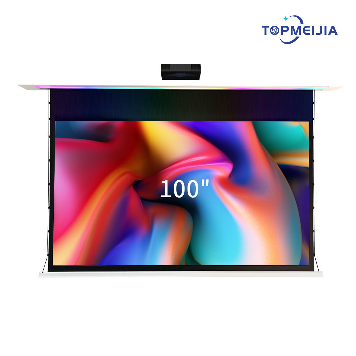2025 NEW <strong>100</strong> <strong>Inch</strong> Electric Motorized <strong>in</strong> Ceiling Projection Screens Video Smart <strong>Projector</strong> Screen for UST ALR Laser <strong>TV</strong> <strong>Projector</strong>