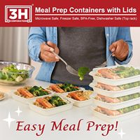 Contenants de préparation de repas réutilisables rectangulaires empilables [Lot de 150, 28 oz] Contenants alimentaires avec couvercles sans BPA, compatibles micro-ondes/lave-vaisselle/congélateur