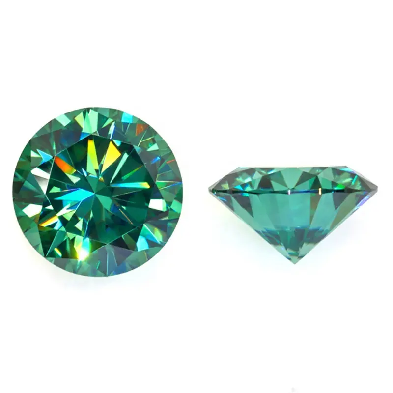 DVVS round shape 8 Hearts & 8 Arrows brilliant cut loose moissanite 1ct-6ct light green color moissanite diamond for jewelry