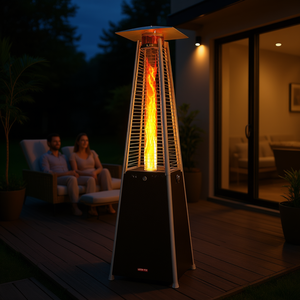Propane Patio <b>Heater</b> Pyramid 48000 BTU Bronze Outdoor With Wheels Modern Style - Product Image 2