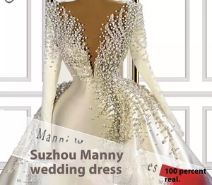 Vestido de Novia Africano Moderno al por Mayor, Manga Larga, Espalda de Encaje, Satén, Largo hasta el Suelo, Silueta Sirena/Trompeta para Novias - Product Image 6