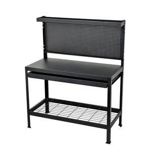 Établi de travail de rangement, étagère à fil, pegboard, robuste, avec tiroirs, en métal - Product Image 2