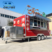 ONLYWE Camion traiteur entièrement équipé Remorques taco Cuisine mobile Pizza Café Chariot Ice Cream BBQ Truck Remorque alimentaire mobile