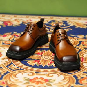 Chaussures bateau en cuir pour hommes, mocassins habillés Oxford en cuir véritable brillant à bout pointu pour affaires - Product Image 3