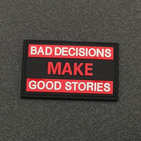 Parches de letras bordados DIY para coser, con diseños divertidos 'BAD DECISIONS MAKE GOOD STORES', para chaquetas, abrigos, bolsos y sombreros