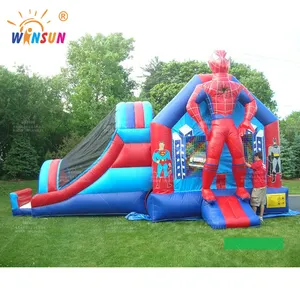Maison gonflable gonflable gonflable de château d'eau de saut de Spiderman avec glissière à vendre