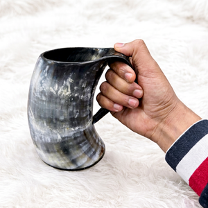 แก้วกาแฟทำมือจากเขาควายธรรมชาติ แก้วน้ำทรงโบราณสไตล์ไวกิ้ง งานฝีมือ - Product Image 1