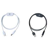 Câble d'alimentation USB mâle vers DC 5.5x2.1mm mâle avec interrupteur tactile à intensité variable pour lampe de bureau, lampe d'appoint, lampe publicitaire