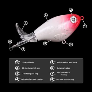 เห<span class=keywords><strong>ย</strong></span>ื่อปลอมคุณภาพสูง 9 ซม. แบบลอยผิวน้ำ Whopper Plopper ทำจาก ABS สำหรับน้ำเค็ม <span class=keywords><strong>หาง</strong></span>หมุนได้ ดึงดูด<span class=keywords><strong>ปลา</strong></span>ในน้ำจืด แม่น้ำ และลำธาร - Product Image 2