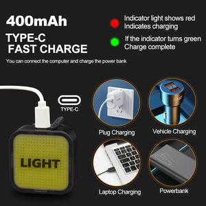 Feu arrière LED créatif pour vélo, avec 4 modes, rechargeable, étanche IPX4, source lumineuse en alliage d'aluminium - Product Image 5