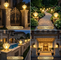 Lampes solaires de poteau en cuivre pour portail, éclairage extérieur de piliers, lampes de cour, lampes de villa, étanches, style européen, pour clôture