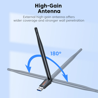 Toocki MU-MIMO Adaptateur Wi-Fi USB sans fil à gain élevé Installation sans pilote pour les jeux au bureau à domicile