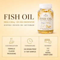 Huile de poisson à haute concentration en oméga-3, gélules molles, 960 mg d'EPA et DHA, complément alimentaire, 1 g x 60 capsules pour adultes