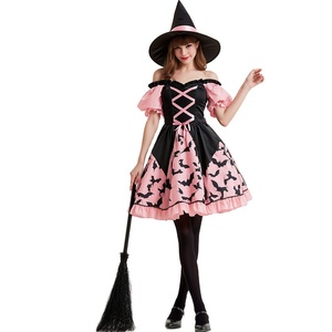 Vestido <span class=keywords><strong>de</strong></span> <span class=keywords><strong>bruja</strong></span> con hombros descubiertos para mujer, color rosa y negro, <span class=keywords><strong>disfraz</strong></span> <span class=keywords><strong>de</strong></span> cosplay para fiesta <span class=keywords><strong>de</strong></span> Halloween - Product Image 1
