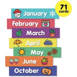 Calendario mensual para el aula, tabla de bolsillo con 71 tarjetas, aprendizaje para niños, gestión del tiempo en el hogar, regreso a la escuela - Product Image 4